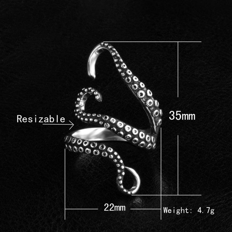 FLORIDECO Vintage Octopus Crochet Tension Ring Adjustable Vintage Rings for Men Women Jewelry Gifts