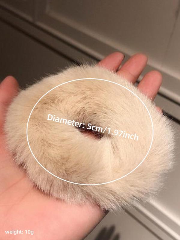 Women's Cute Solid Color Fluffy Hair Ties, Cute Hair Accessories for Women & Girls, Fuzzy Minimalist Headwear Suitable for Thick Hair