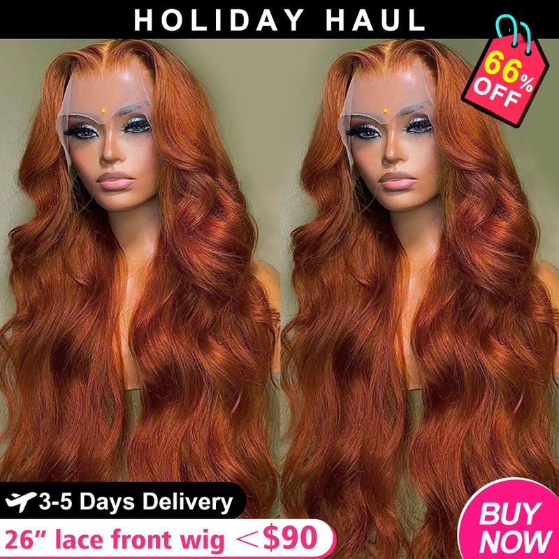 Bling Hair Fashion 32 inch Light Reddish Brown Lace Front Wigs Human Hair Body Wave Frontal Wig 180% Density Reddish Brown Real Hair Wig 13x4 Transparent HD Lace Real Hair Wig Pre Plucked