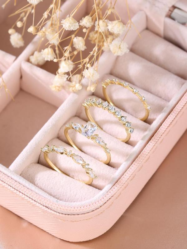 Fashion Rhinestone Decorated Ring Set for Women, Style Trendy Casual, Casual Jewelry for Party, Daily Clothing Decor, Trendy All-match & Exquisite Jewelry for Birthday Gift