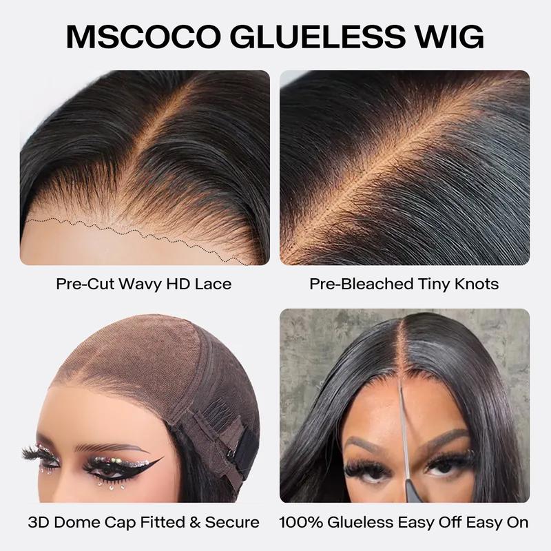 Mscoco Hair 6x5 Dark Brown Wear And Go Glueless Human Hair Lace Wig Body Wave & Straight Pre Bleached Knots HD Lace Closure Wig