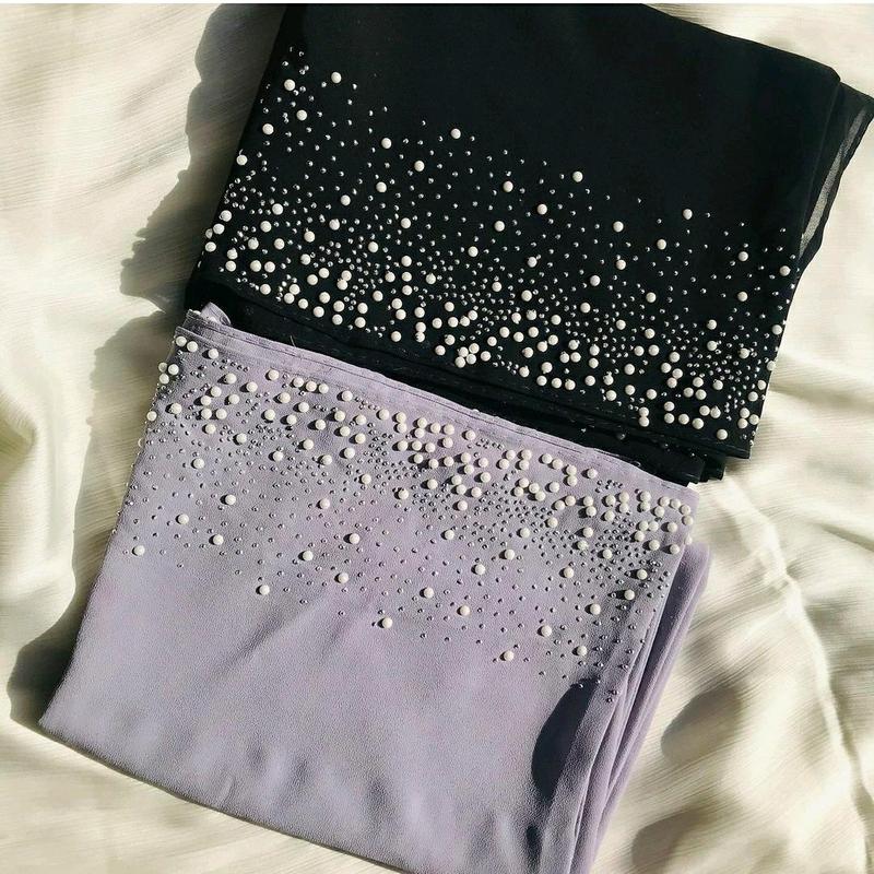 Rhinestone Decor Chiffon Scarf Clothing Casual Dress Gorgeous Hijab Lightweight Soft Traditional Formal Comfortable Womenswear