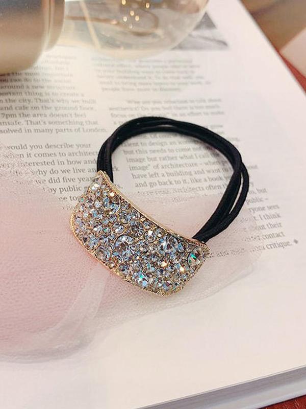 Rhinestone Decorated Hair Tie, Elegant High Stretch Hair Tie for Women & Girls, Fashion Hair Accessories for Party, Daily Clothing Decor