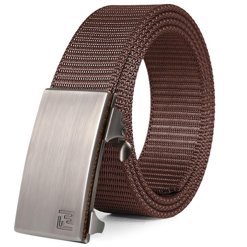 Fairwin 093B Sliver Men's Ratchet Web Belt,1.25 inch Nylon Automatic Buckle Belt, micro-adjustment No Holes Invisible Belt [men belt, belt for men, ratchet belt, golf belt for men, casual belt,web belts for men] tiktok shop trendy belts