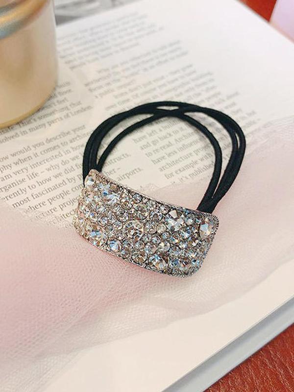 Rhinestone Decorated Hair Tie, Elegant High Stretch Hair Tie for Women & Girls, Fashion Hair Accessories for Party, Daily Clothing Decor