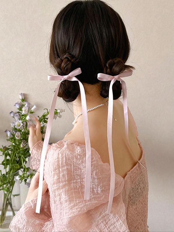 Solid Color Bowknot Decor Hair Clip, Cute Hair Accessories for Women & Girls, Minimalist Headwear Suitable for Thick Hair