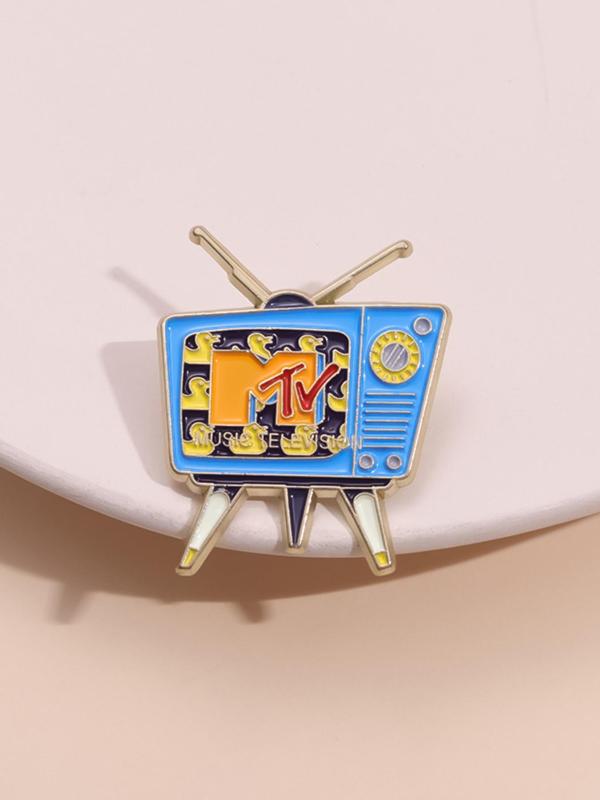 Vintage Television Design Brooch, Cute Retro Television Badge for Backpacks, Jeans, Scarves, Hats Decor, Fashion Accessories for Women & Men