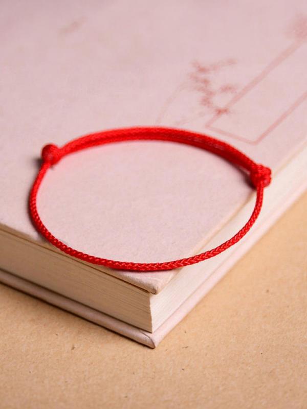 Women's Simple Solid Color Braided Bracelet, Casual Matching Lucky Red Rope Bracelet for Women and Girls, Fashion Accessories Gift, Exquisite Chic Gift for Women and Girls