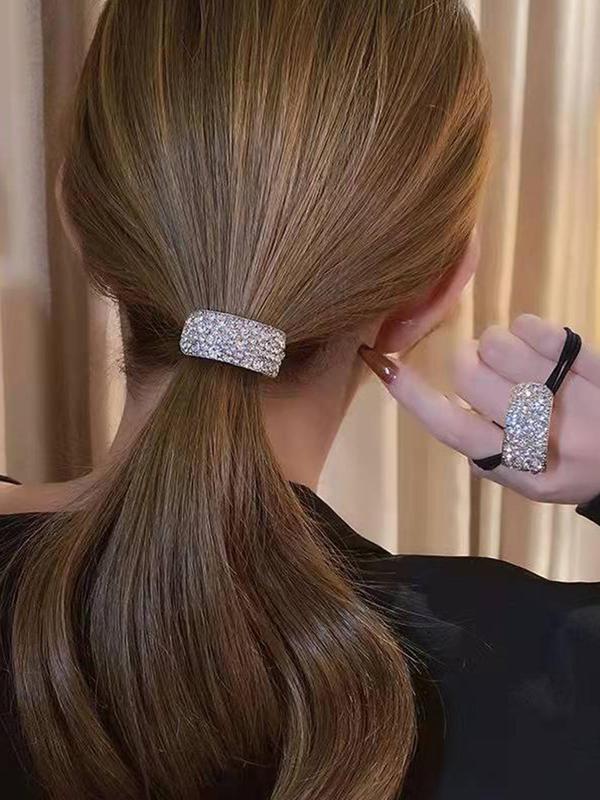 Rhinestone Decorated Hair Tie, Elegant High Stretch Hair Tie for Women & Girls, Fashion Hair Accessories for Party, Daily Clothing Decor