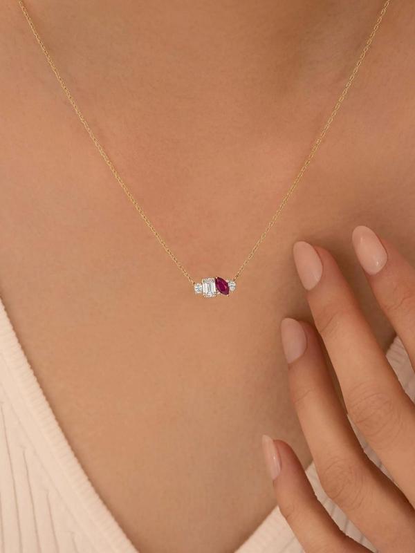 Birthstone Necklace for Women, Fashion Jewelry for Party, Daily Clothing Decor, Trendy All-match & Exquisite Jewelry for Birthday Gift