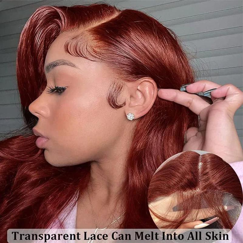 Bling Hair Fashion 32 inch Light Reddish Brown Lace Front Wigs Human Hair Body Wave Frontal Wig 180% Density Reddish Brown Real Hair Wig 13x4 Transparent HD Lace Real Hair Wig Pre Plucked