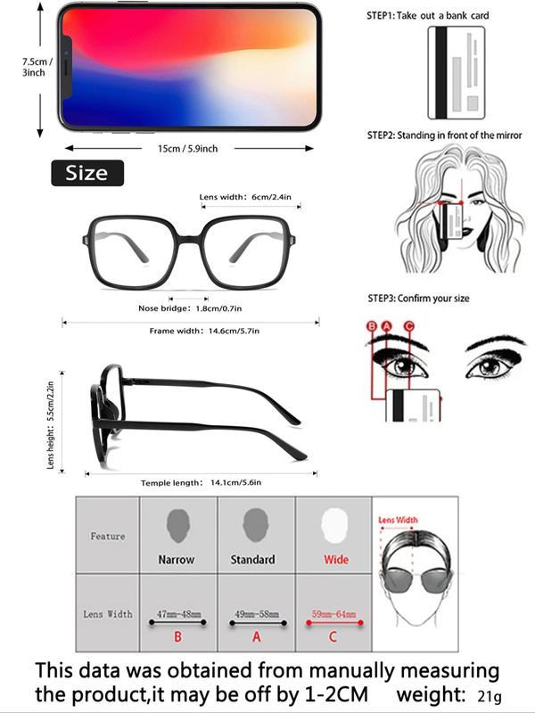 Unisex Fashionable Square Frame Eyeglasses, Trendy Casual Eyeglasses for Everyday Use, Fashion Accessories for Outdoor Activities