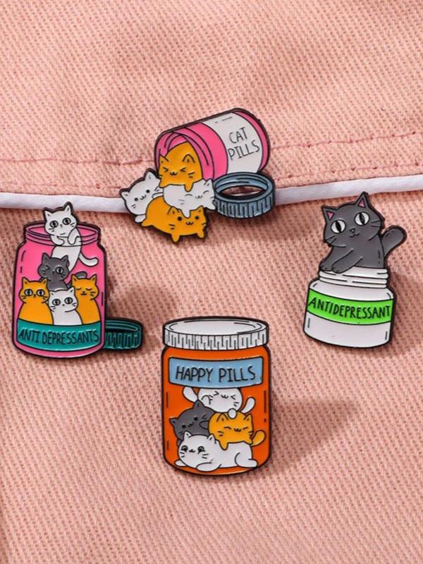 Cute Cartoon Cat Design Brooch, Colorful Novelty Badge for Clothes & Hat & Backpack Decor, Fashion Accessories for Women & Men As Creative Gift for Friends