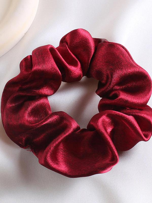 Solid Color Satin Scrunchie, High Stretch Hair Tie, Casual Simple Hair Accessories for Women & Girls, Minimalist Headwear Suitable for Thick Hair