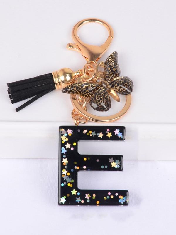 Women's Elegant Letter & Tassel & Butterfly Design Keychain, Cute Keychain for Car Keys for Women & Girls, Fashion All-match Versatile Accessories