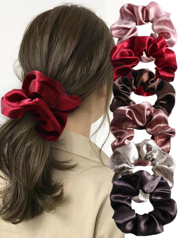 Solid Color Satin Scrunchie, High Stretch Hair Tie, Casual Simple Hair Accessories for Women & Girls, Minimalist Headwear Suitable for Thick Hair