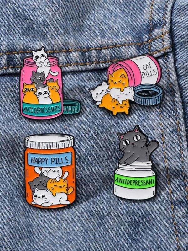 Cute Cartoon Cat Design Brooch, Colorful Novelty Badge for Clothes & Hat & Backpack Decor, Fashion Accessories for Women & Men As Creative Gift for Friends