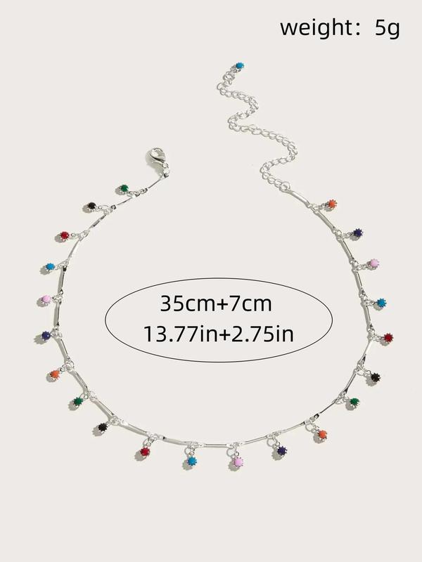 Boho Random Pattern Rhinestone Decor Pendant Necklace for Women, Casual Matching Necklace Jewelry As Gift for Girlfriend, Classic Fashion Accessories for Daily Wear