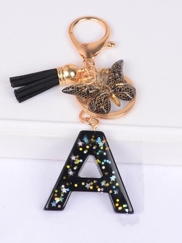 Women's Elegant Letter & Tassel & Butterfly Design Keychain, Cute Keychain for Car Keys for Women & Girls, Fashion All-match Versatile Accessories