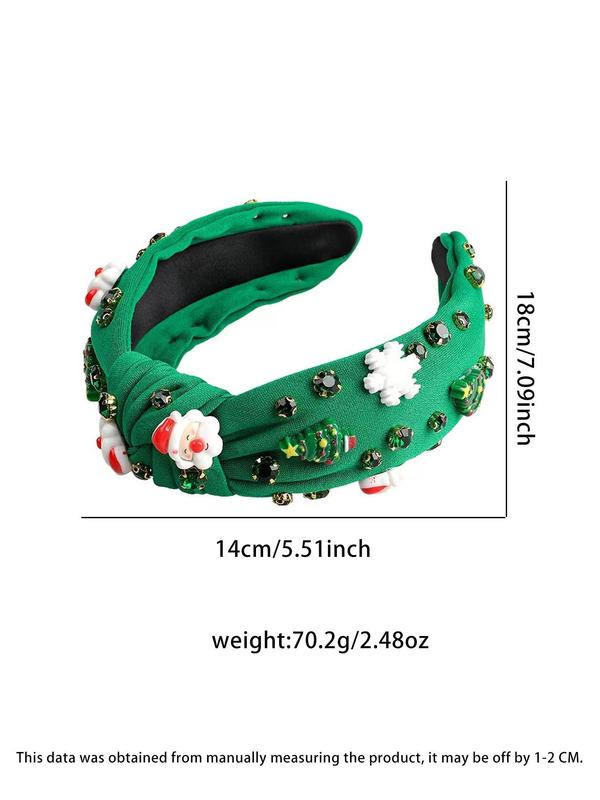 Christmas Themed Rhinestone Decor Knot Design Headband, Cute Non-slip Hair Hoop for Women & Girls, Fashion Hair Accessories for Party, Daily Clothing Decor