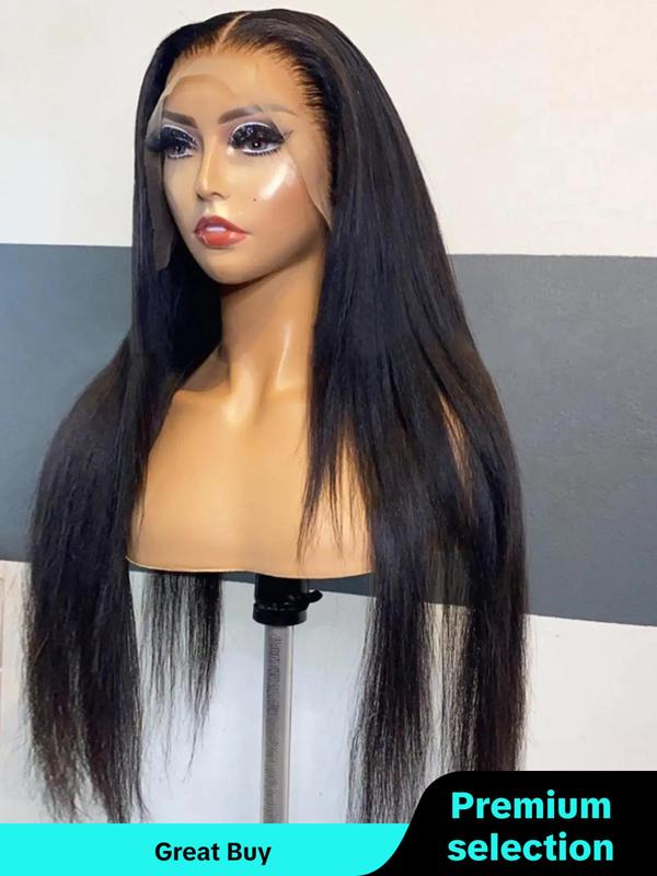 32 Inch Black Long Layered Straight Wigs for Women, Gorgeous Layered Soft Fluffy Wigs without Bangs, Synthetic Lace Front Wigs for Party, Daily Use