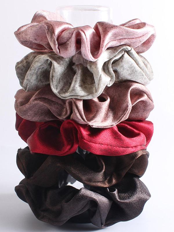 Solid Color Satin Scrunchie, High Stretch Hair Tie, Casual Simple Hair Accessories for Women & Girls, Minimalist Headwear Suitable for Thick Hair