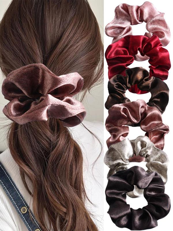 Solid Color Satin Scrunchie, High Stretch Hair Tie, Casual Simple Hair Accessories for Women & Girls, Minimalist Headwear Suitable for Thick Hair