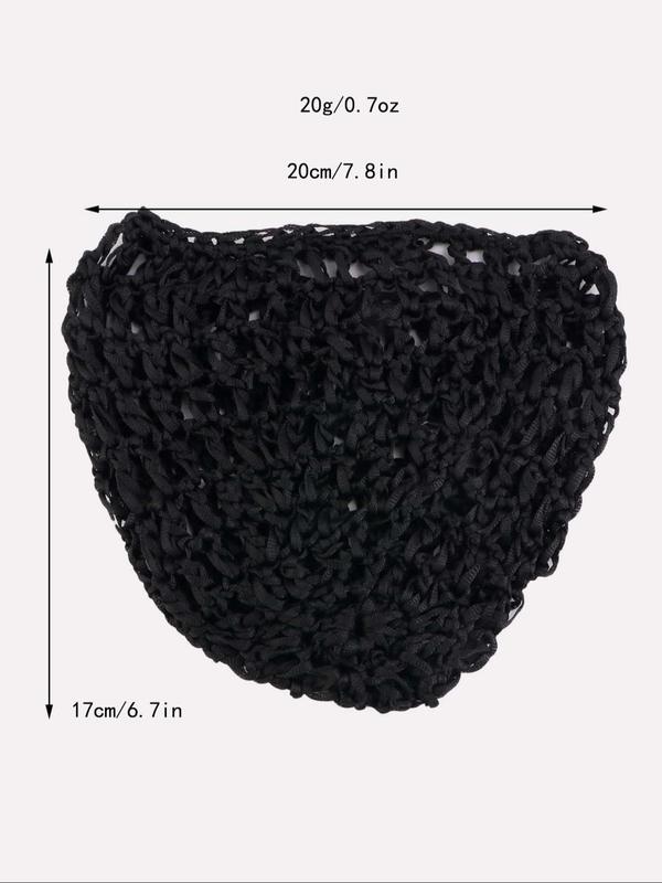 Solid Color Crochet Elastic  Hair Band, Hollow Out Design Hair Net, Hair Salon Tools & Accessories for Women & Girls