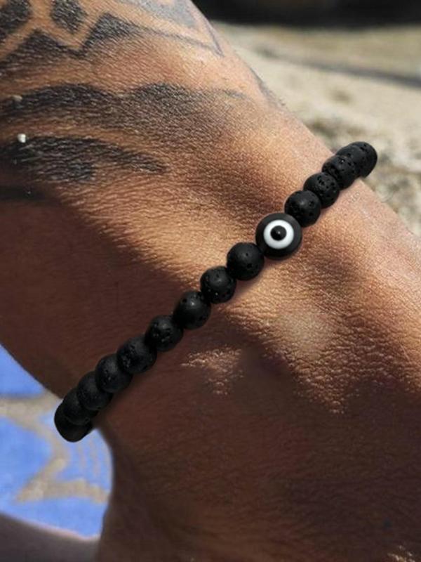 Men's Simple Beaded Anklet, Casual Foot Jewelry for Beach Vacation, Fashion Jewelry for Party, Daily Clothing Decor, Trendy All-match & Exquisite Jewelry for Birthday Gift