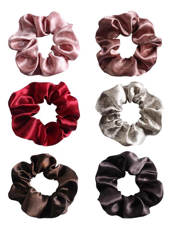 Solid Color Satin Scrunchie, High Stretch Hair Tie, Casual Simple Hair Accessories for Women & Girls, Minimalist Headwear Suitable for Thick Hair