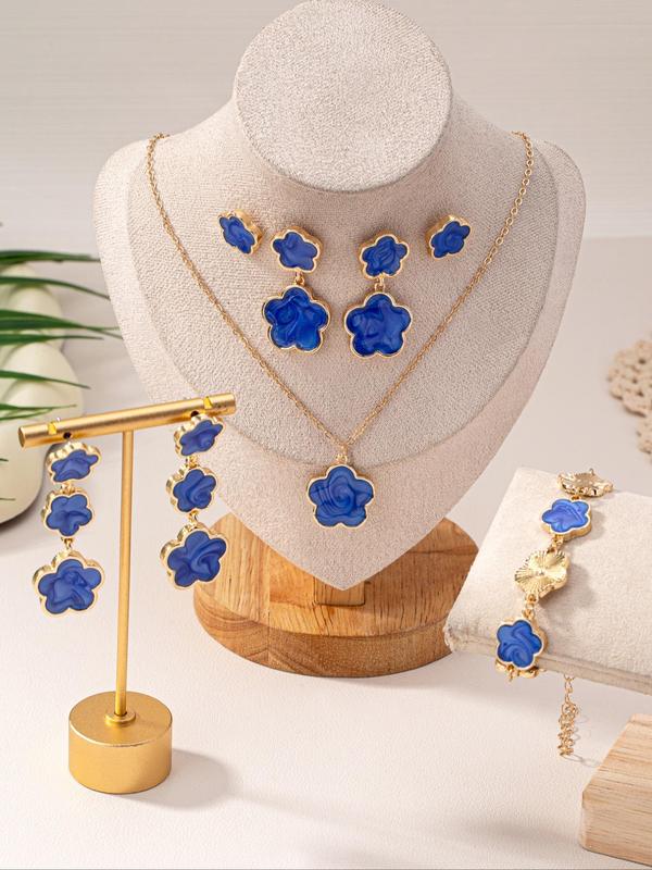 Fashion Flower Design Jewelry Set, 1 5 Counts Fashion Jewelry for Party, Daily Clothing Decor, Trendy All-match & Exquisite Jewelry for Birthday Gift