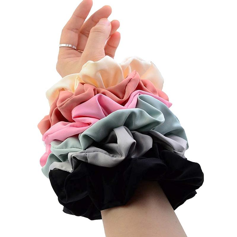 Oversized Blush Theme Large Hair Scrunchies Satin Elastics Scrunchy Bobbles Soft Hair Bands Hair Ties Hair Accessories Scrunchies for  Women，6 Colors