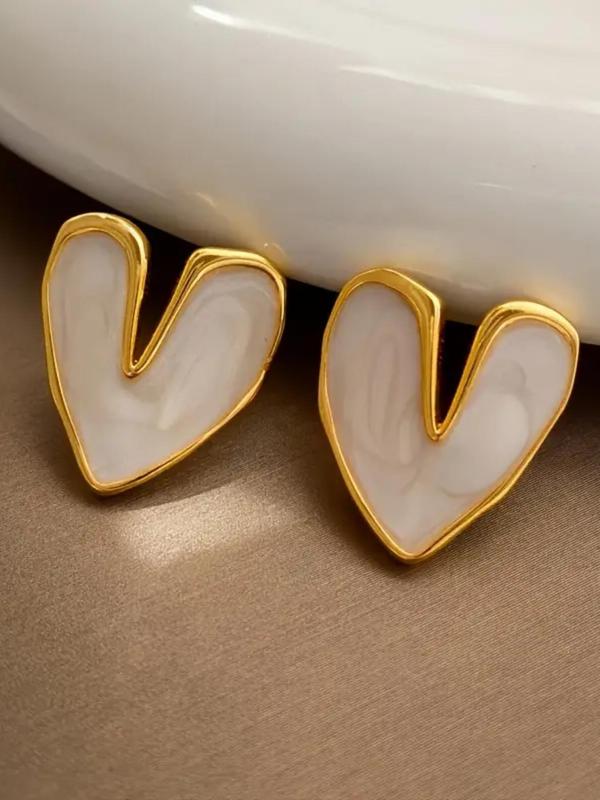 Women's Elegant Heart Shaped Stud Earrings, Fashion Jewelry for Party, Daily Clothing Decor, Trendy All-match & Exquisite Jewelry for Birthday Gift