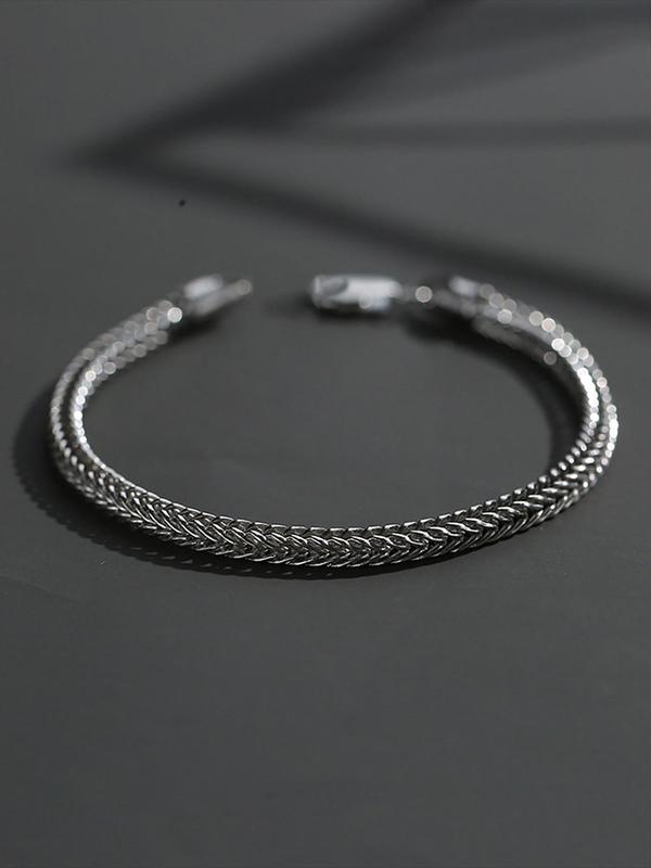 Men's Simple Plain Stainless Steel Link Bracelet, Fashion Jewelry for Party, Daily Clothing Decor, Trendy All-match & Exquisite Jewelry for Birthday Gift