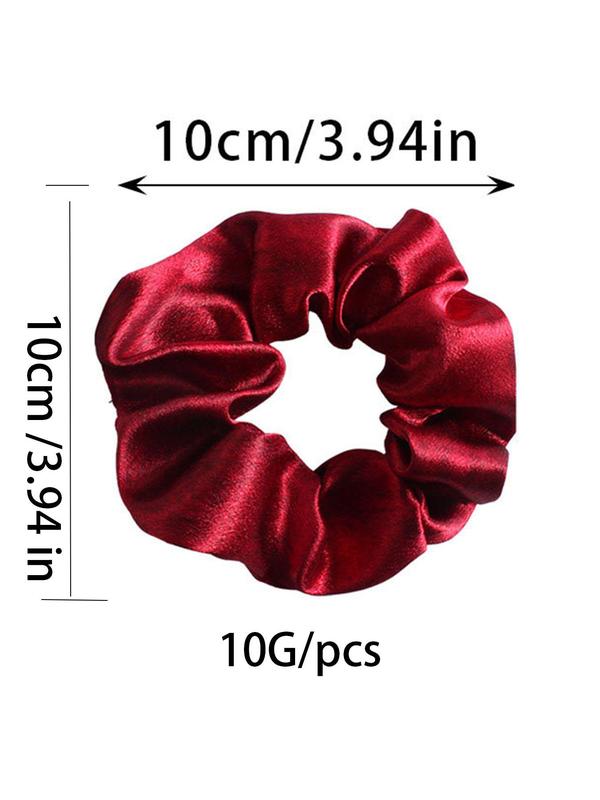 Solid Color Satin Scrunchie, High Stretch Hair Tie, Casual Simple Hair Accessories for Women & Girls, Minimalist Headwear Suitable for Thick Hair