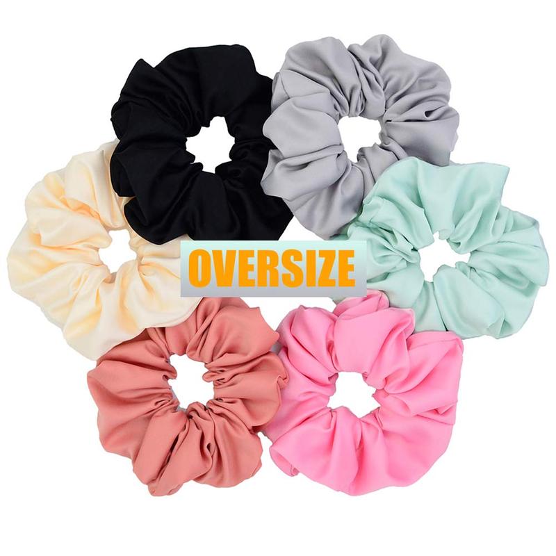 Oversized Blush Theme Large Hair Scrunchies Satin Elastics Scrunchy Bobbles Soft Hair Bands Hair Ties Hair Accessories Scrunchies for  Women，6 Colors