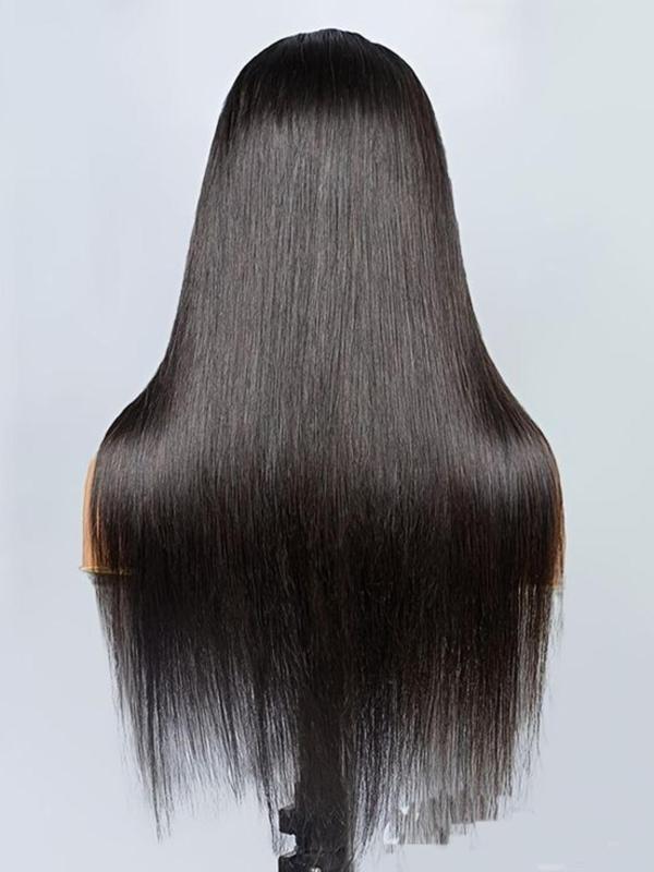 32 Inch Black Long Layered Straight Wigs for Women, Gorgeous Layered Soft Fluffy Wigs without Bangs, Synthetic Lace Front Wigs for Party, Daily Use