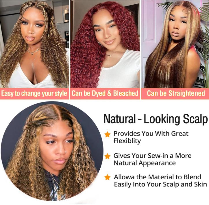 IDHERE 4 27 Highlight Honey Blonde Color Deep Wave Wigs 13x4 HD Lace Front Deep Wave Wigs Human Hair Pre Bleached Knots 180 Density Pre Plucked with Baby Hair For Woman