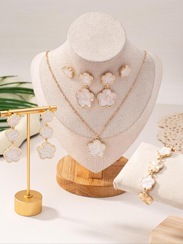 Fashion Flower Design Jewelry Set, 1 5 Counts Fashion Jewelry for Party, Daily Clothing Decor, Trendy All-match & Exquisite Jewelry for Birthday Gift