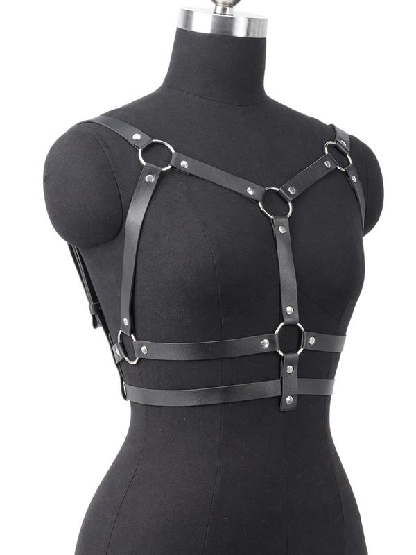 Women's Punk Style Ring Linked Harness Belt, Fashion Adjustable Body Jewelry for Party, Daily Clothing Decor, Trendy All-match & Exquisite Jewelry for Birthday Gift