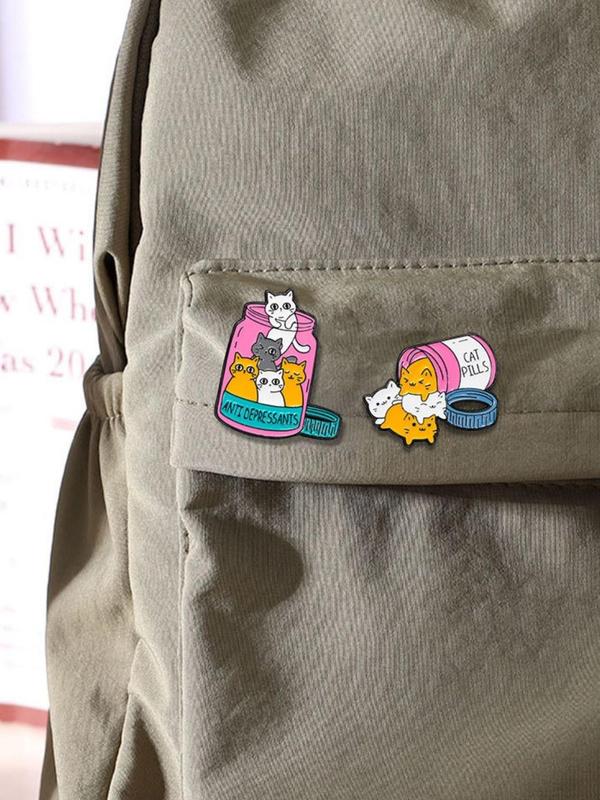 Cute Cartoon Cat Design Brooch, Colorful Novelty Badge for Clothes & Hat & Backpack Decor, Fashion Accessories for Women & Men As Creative Gift for Friends