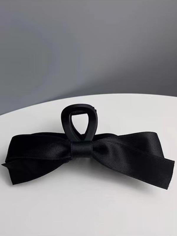 Women's Elegant Coquette Bow Decor Hair Claw Clip for Gift, 2024 New Stylish Casual Simple Plain Polyester Clean Girl Outfit Hair Accessories for Daily Use, Cute Lovely Hairwear for Daily Used