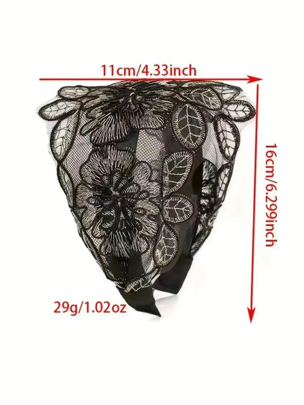 Floral Embroidered Hair Hoop,  Vintage Mesh Lace Wide Brimmed Hair Band, Elegant Headband for Women & Girls, Trendy All-match & Exquisite Hair Accessories for Daily Wear