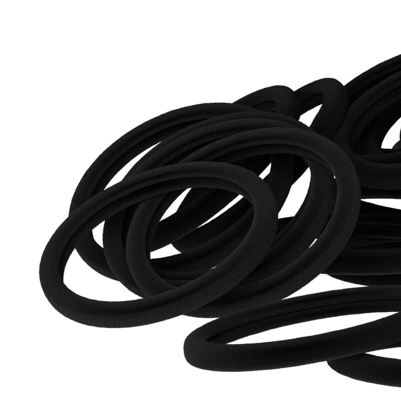 60PCS Black Elastic Hair Ties for Women, Thick Hair Ties No Damage, Cotton Seamless Ponytail Holders, Soft Rubber Bands for Hair, 2 Inch in Diameter