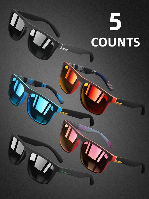 Unisex Sporty Polarized Sunglasses, Fall Trendy Casual Square Frame Sunglasses for Everyday Use, Fashion Accessories for Outdoor Activities, Sunglasses for Men & Women