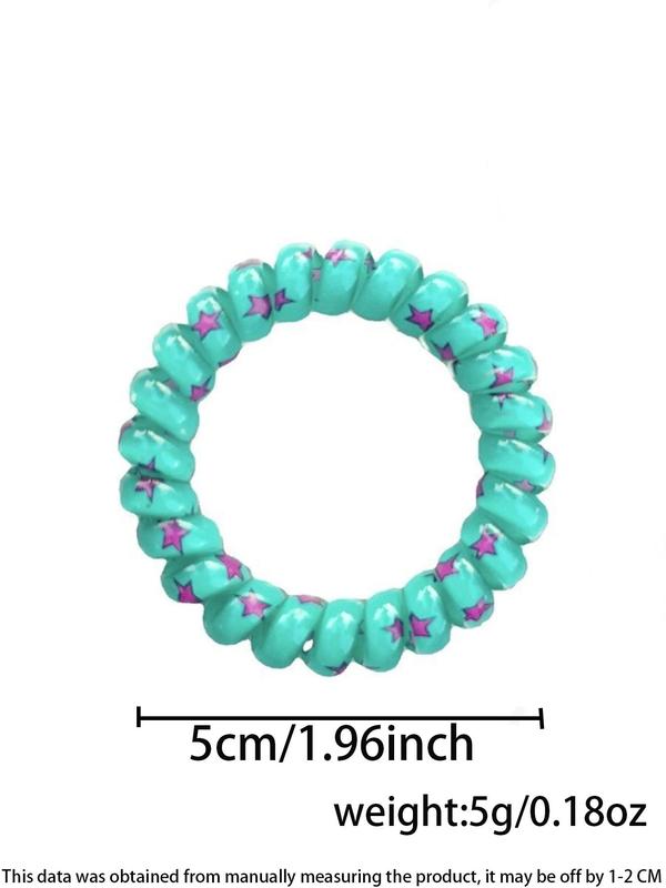 Women's Cute Candy Color Coil Wire Hair Ties, Summer Floral & Polka Dot Coil Wire Hair Ties, Spiral Coil Wire Stretch Hair Ties, Holiday Accessories