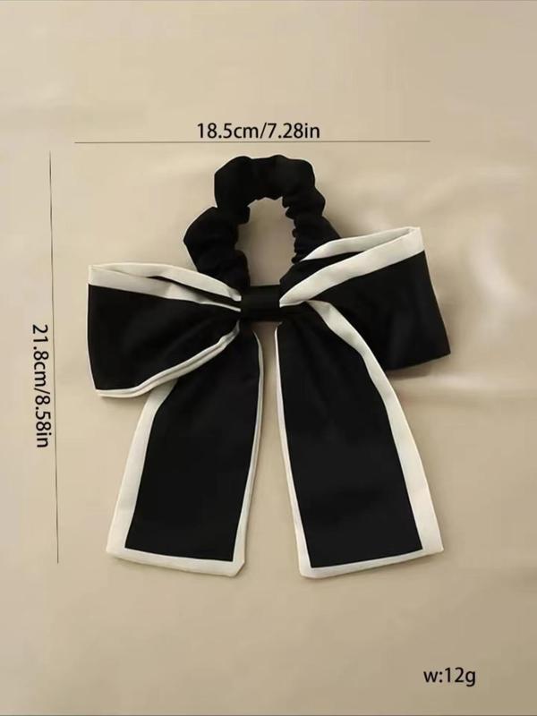 Elegant Bow Decor Hair Scrunchie (2pcs), Contrast Binding Hair Tie for Women & Girls, Minimalist Headwear Suitable for Thick Hair, Fashion Hair Accessories for Party, Daily Clothing Decor