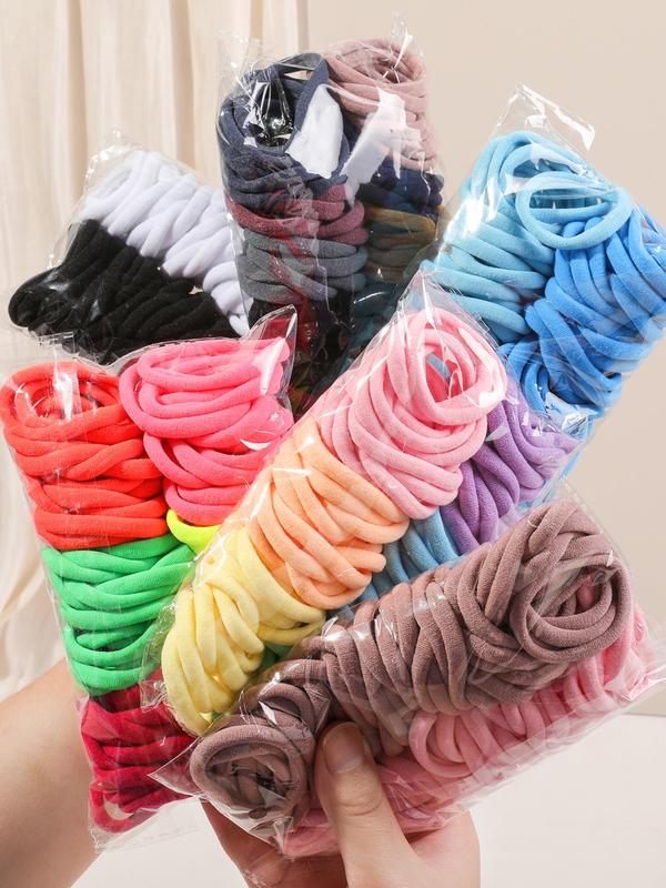 Solid Color Hair Tie, High Stretch Hair Tie, Hair Accessories for Women & Girls, Minimalist Headwear Suitable for Thick Hair