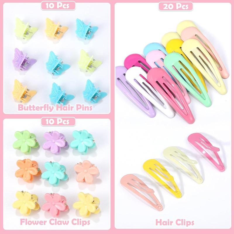 Hair Accessories for Girl, 1543 count Elastic Hair Rubber Bands Set 20 Colors Elastic Hair Ties with Organizer Box Cotton  Hair Ties, Hair Tail Tools, Rat Tail Comb, Butterfly Hair Clips