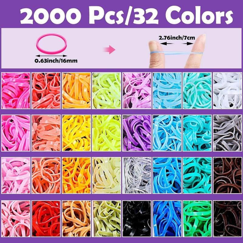 32 Colors Small Hair Rubber Bands with 16 Hair Styling Tools, 2000 Pack Elastic Girl Hair Ties Mini Hair Bands with Hair Elastic Cutter Hair Accessories Xmas Stuff